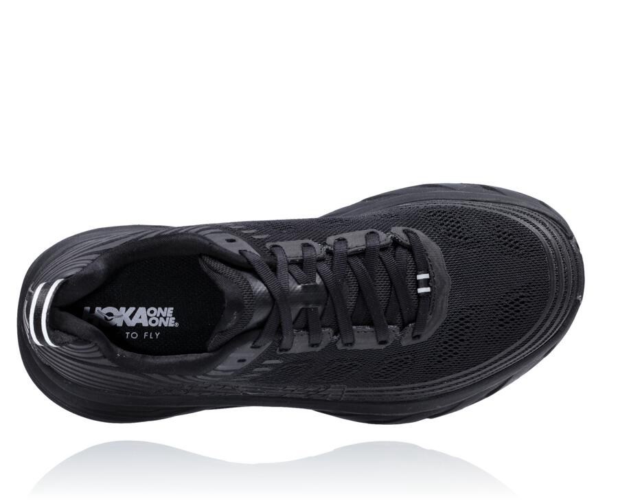 Hoka One One Mens Running Shoes - Bondi 6 - Black - GKBU02891